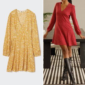 UNIQLO Draped Daisy Long Sleeve Mini Skater Dress